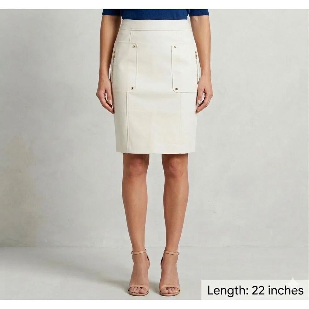 Calvin Klein Pencil Skirt Womens 6 Lined A-Line Stretch Zip Office coastal New
